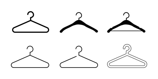 ilustrações de stock, clip art, desenhos animados e ícones de hanger icon set isolate on white background. - gancho equipamento