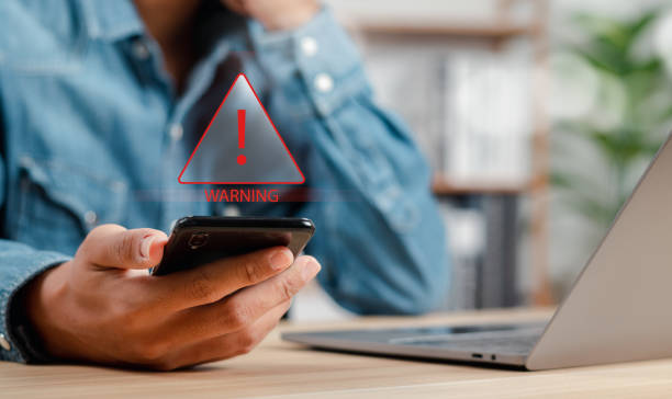 istock Detects cyber threats, hackers, computer viruses and malware. System hacked alert after cyber attack on internet network. 1484283251