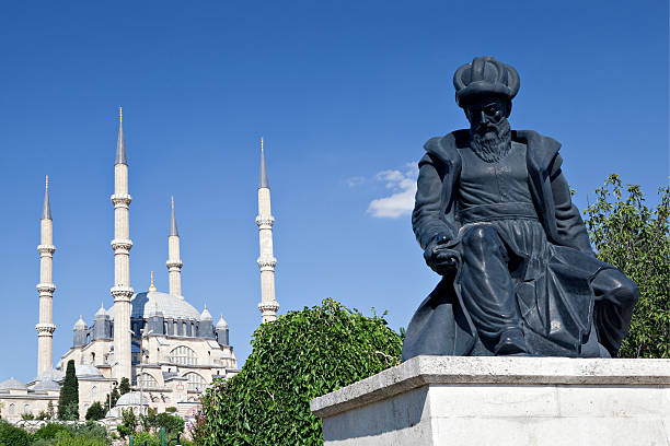 istock Selimiye Mosque and statue of its architect Mimar Sinan 148428584