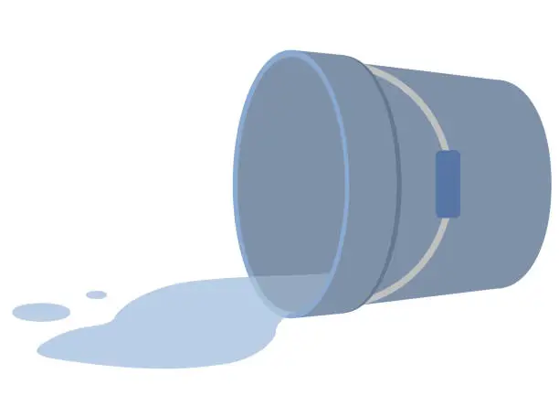 Vector illustration of bucket with spilled water