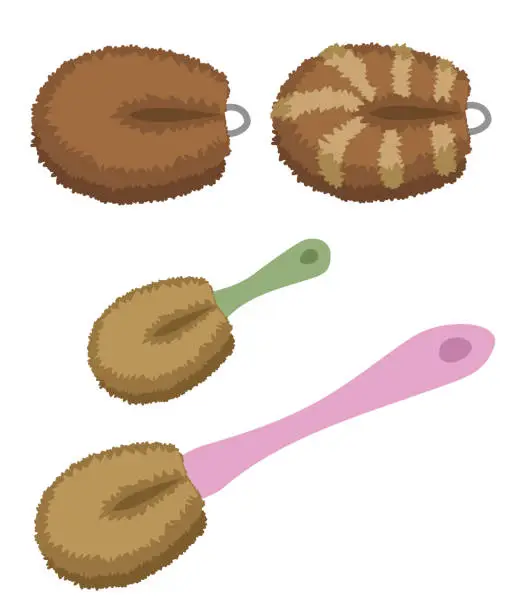 Vector illustration of various scrubbing brushes