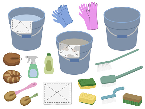 Various looking cleaning tools（no outline）