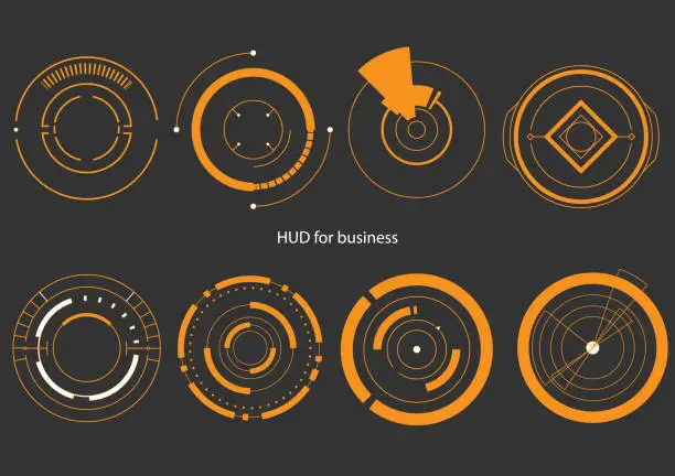 Vector illustration of HUD UI for business set. futuristic user interface stock vector, HUD round frames aim control target interface vector image vectorstock.