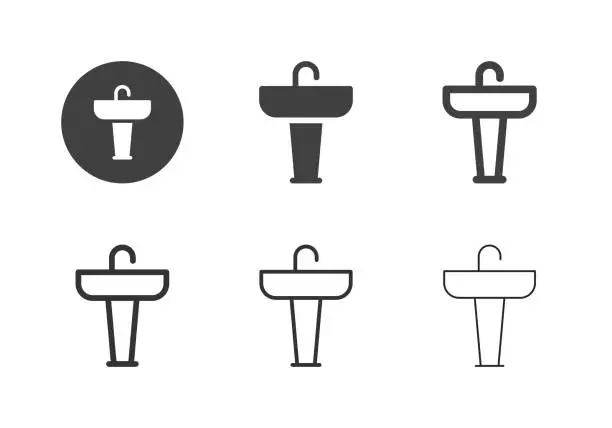 Vector illustration of Wash Basin Icons - Multi Series