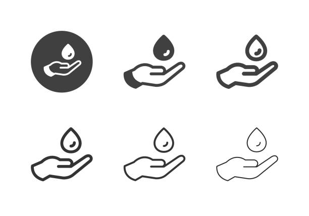Water Droplets on Hand Icons - Multi Series vector art illustration