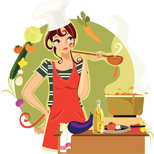 Vector illustration of Puzzled Cook