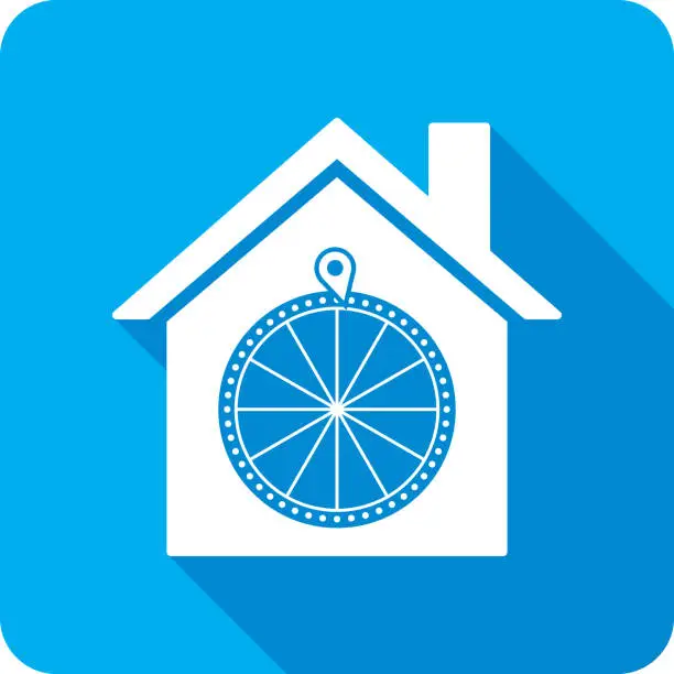 Vector illustration of House Game Show Wheel Icon Silhouette