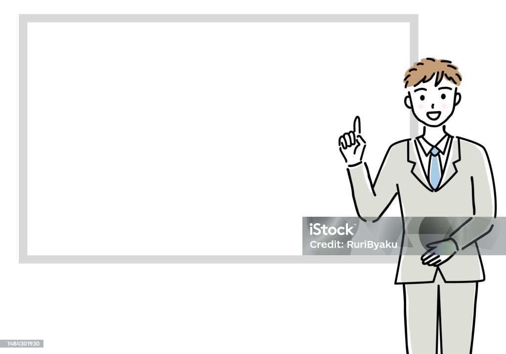 Introduction Man Man Introduction Pointing With Whiteboard Stock Illustration - Download ...