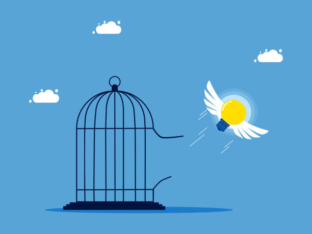 istock Unleash your creativity and imagination. The bulb flew freely out of the cage 1484306669