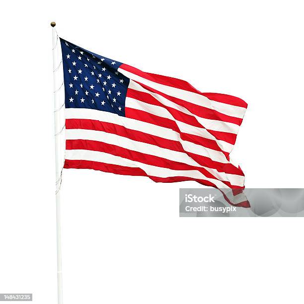 Bandeira Americana Isolada Com Traçado De Recorte - Fotografias de stock e mais imagens de Bandeira dos Estados Unidos da América - Bandeira dos Estados Unidos da América, Ninguém, 4 de Julho