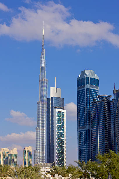 istock Dubai, UAE - Skyline over rooftops including Burj Khalifa. 148431813