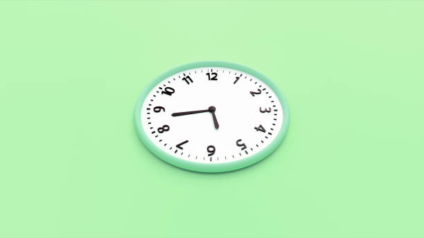 istock 3d rendering of a wall clock isolated in green studio background. 1484320634