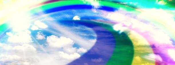 istock Abstract background with rainbow in the sky 1484323255