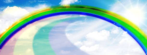 istock Abstract background with rainbow in the sky 1484323257