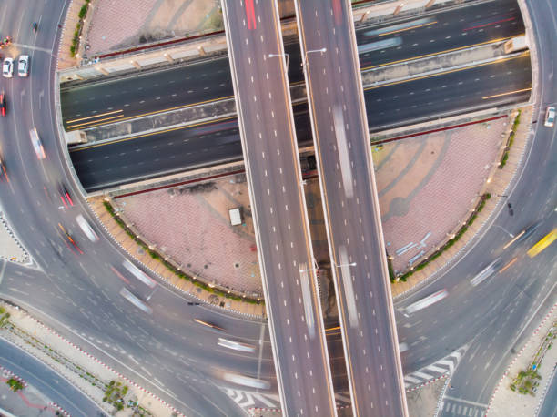 istock Aerial view circular junction road with car vehicle 1484328025