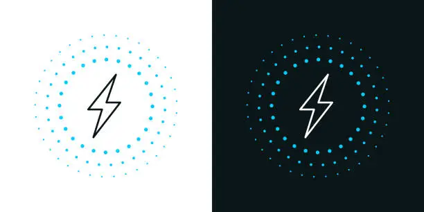 Vector illustration of Wireless charging. Bicolor line icon on black or white background - Editable stroke