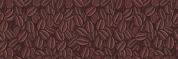 Vector illustration of Coffee beans seamless pattern background. Hand drawn vector illustration.