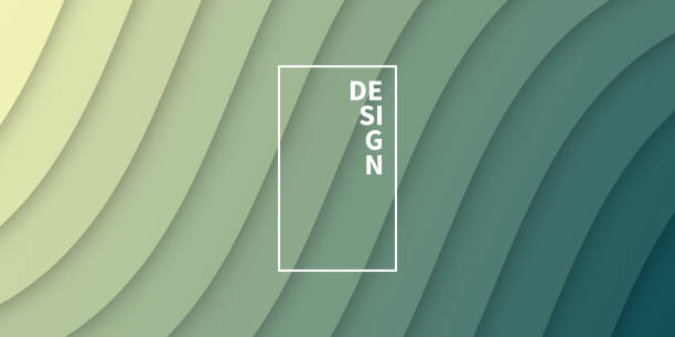 grüne abstrakte wellenformen - papierschnitthintergrund - trendiges 3d-design - abstract backgrounds brown flowing stock-grafiken, -clipart, -cartoons und -symbole