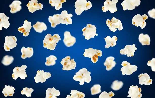 Vector illustration of Realistic flying popcorn background, wallpaper