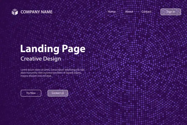 Vector illustration of Landing page Template - Abstract Purple halftone background with dotted - Trendy design