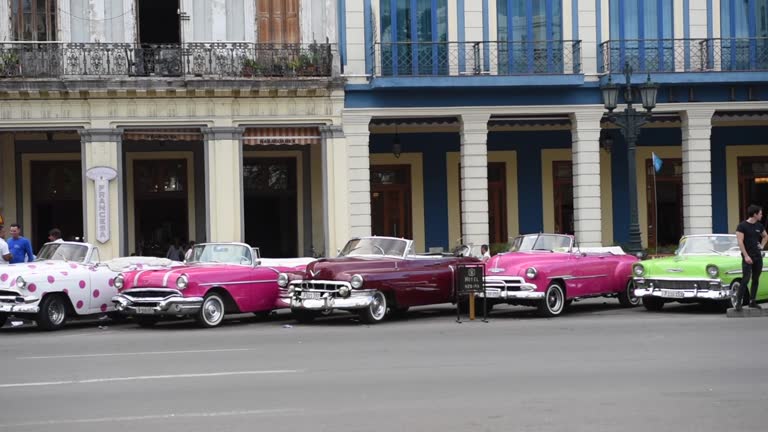 Old Unique Cars in Havana, Cuba. Colorful. Sightseeing