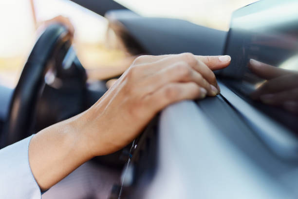 istock Entering GPS location in a car! 1484340742