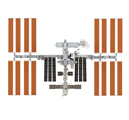 International Space Station isolated on white background. 3D render