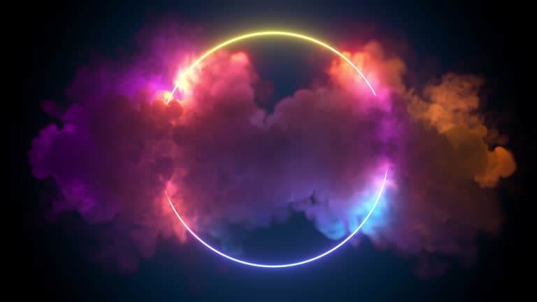 Glowing color circle in cloud