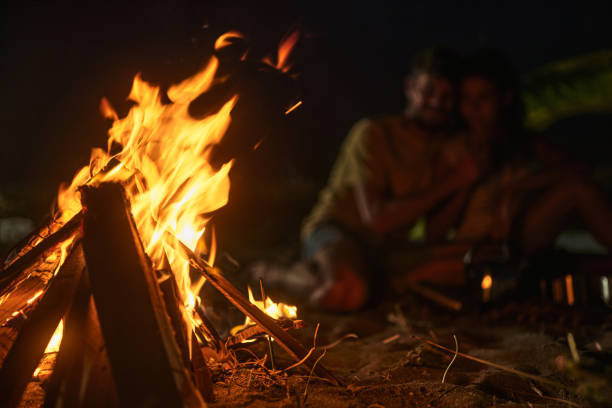 campfire in dark light