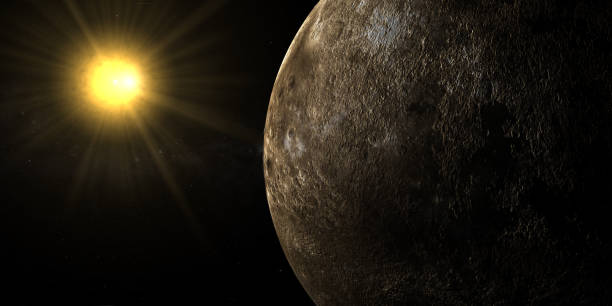 istock Fictitious rocky desert planet orbiting with a star in the universe 1484372896
