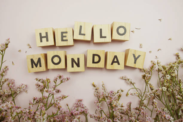 istock Hello Monday alphabet letter on pink background 1484396176