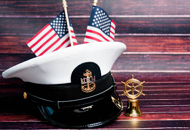 istock United States Navy Hat with Flags 148439620