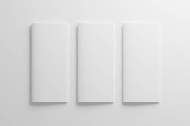 DL Saddle Stitch Bifold Brochure White Blank 3D Rendering Mockup