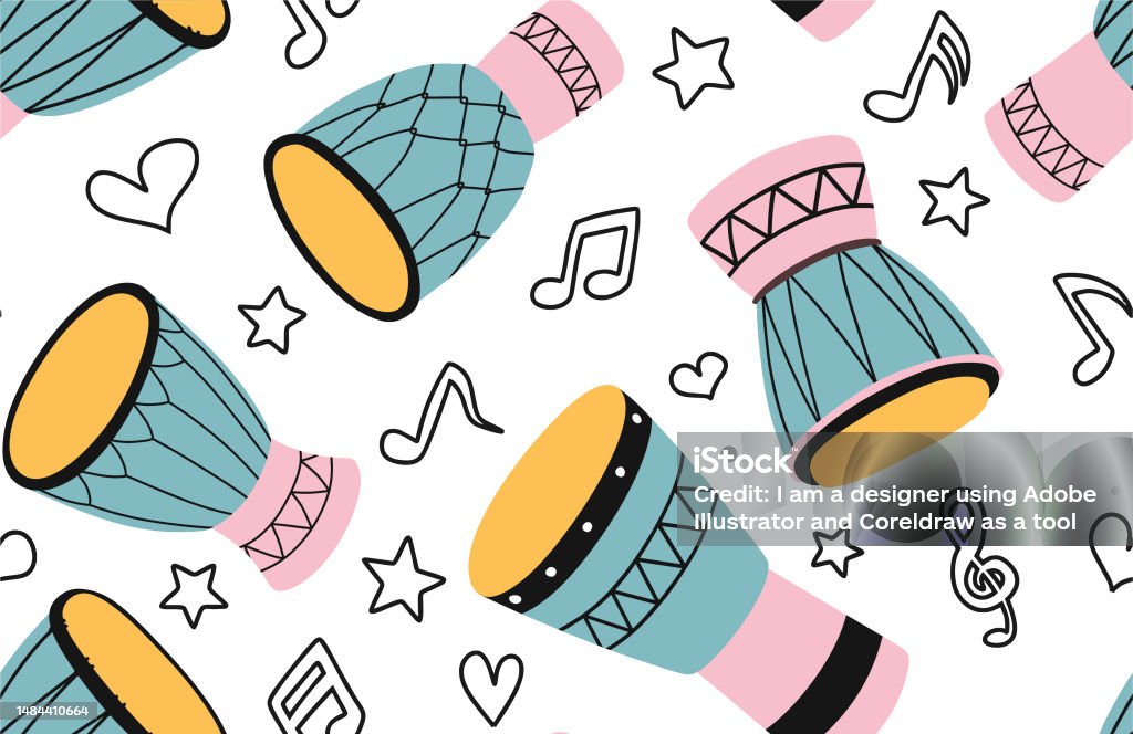 Percussion Seamless Pattern Vector Illustration Stock Illustration ...