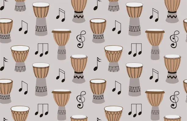 Vector illustration of percussion seamless pattern. vector illustration