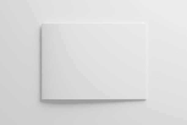 A4 Landscape Saddle Stitch Bifold Brochure White Blank 3D Rendering Mockup
