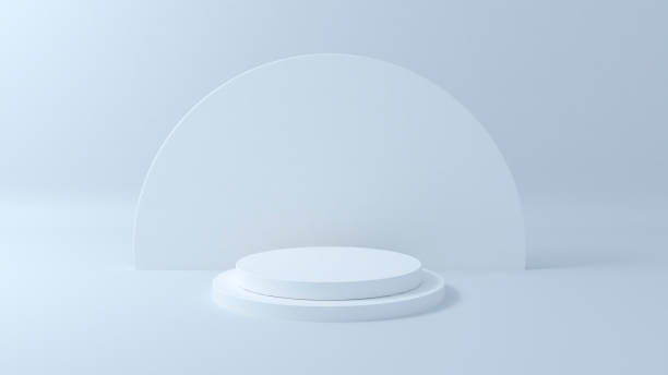 istock abstract round podium with white light background. Stage background 1484412055