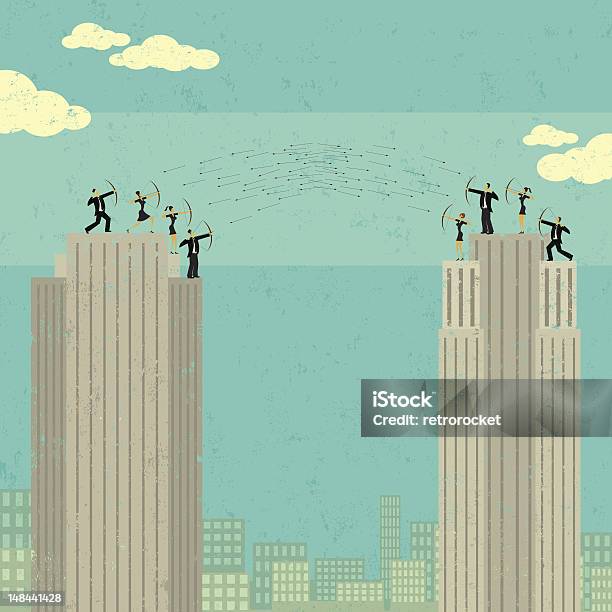 Wojna Biznes - Stockowe grafiki wektorowe i więcej obrazów Biznesmen - Biznesmen, Miasto, Powrót do retro