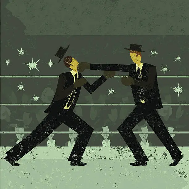 Vector illustration of Businessmen boxing match