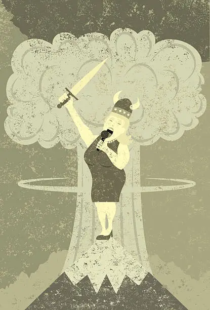 Vector illustration of Fat lady singing