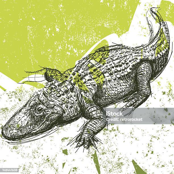 Sketchy Gator Background Stock Illustration - Download Image Now - Animal, Animal Themes, Funky