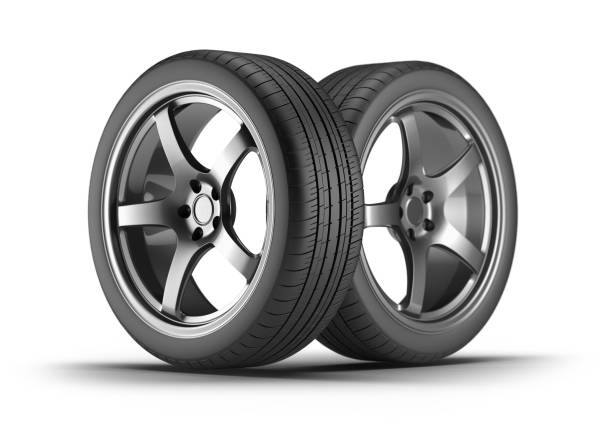 car tires and wheels isolated on a white background. 3d rendering.