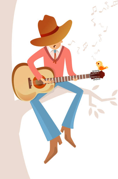 Country Musician vector art illustration