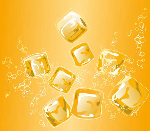 Vector illustration of Ice Cubes and Bubbles