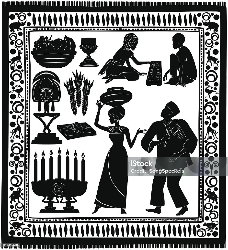 Kwanzaa siluetas negras - arte vectorial de Kwanzaa libre de derechos