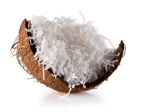 coconut flakes isolated on a white background.