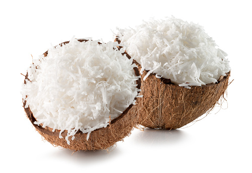 coconut flakes isolated on a white background.