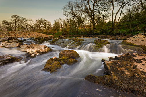 View of the Rawthey River in Sedbergh, Yorkshire Dales, Cumbria. Beautiful landscape, north UK.