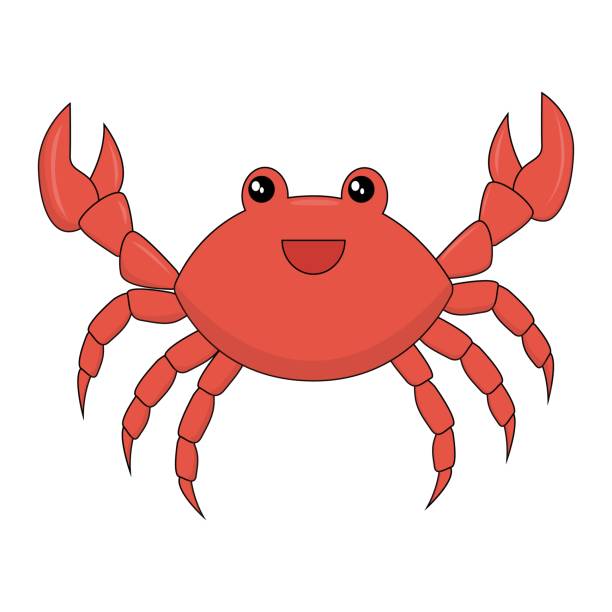 illustrations, cliparts, dessins animés et icônes de personnage de crabe souriant. style de dessin animé d’illustration vectorielle. - image smiley gratuit