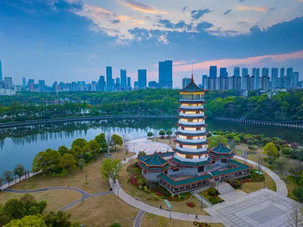 Aerial view of  Changsha Cityscape,Hunan province,China